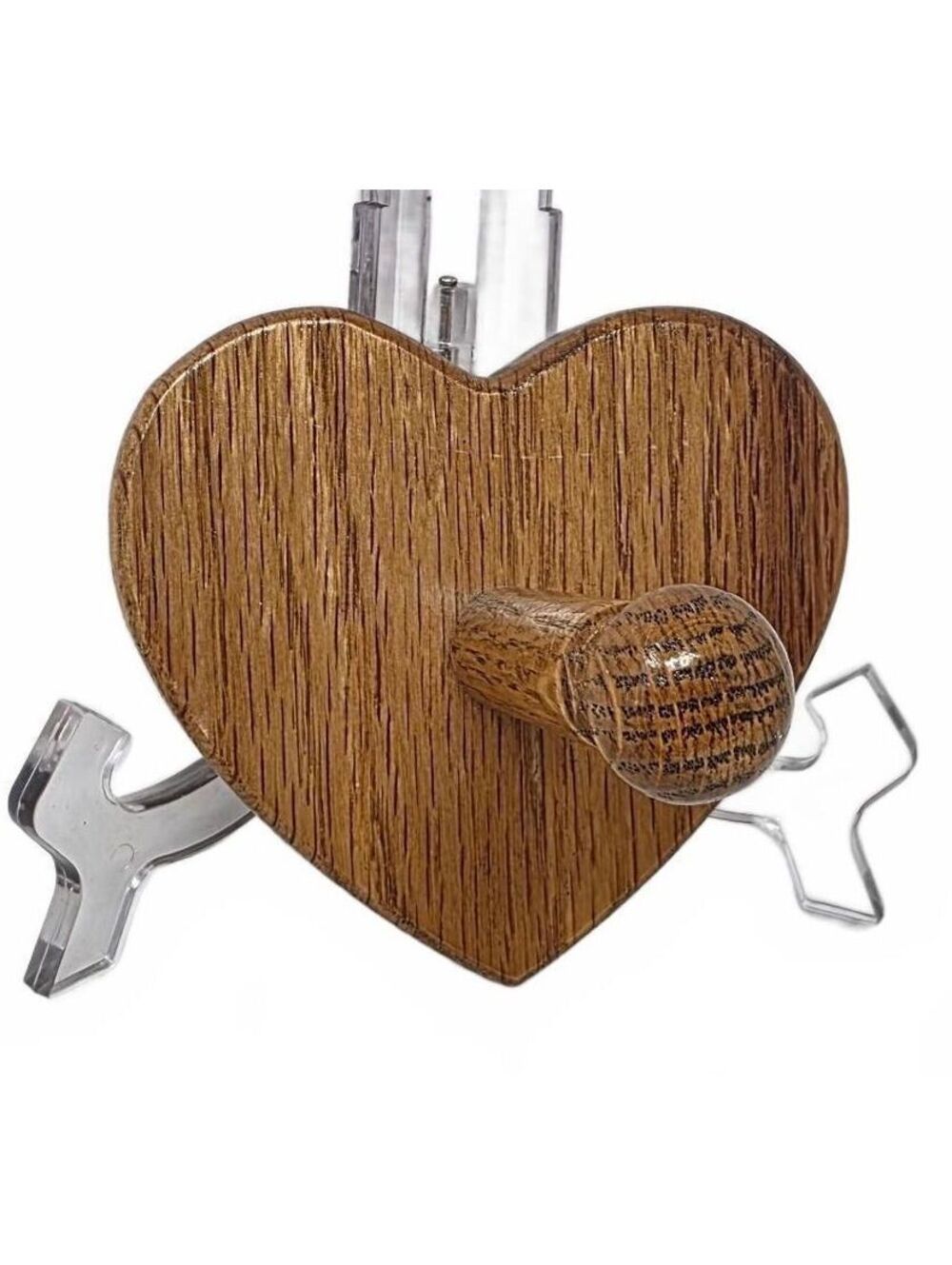 Vintage Oak Heart Wall Hook Single Peg Cottage Farmhouse Decor